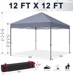 Durable Easy Pop Up Canopy Tent with Roller Bag,12x12, Gray in Gray, alternate view 3