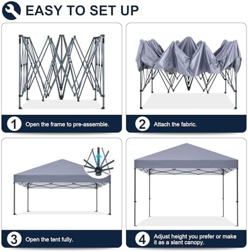 Durable Easy Pop Up Canopy Tent with Roller Bag,12x12, Gray in Gray, alternate view 5