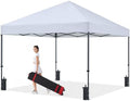 Durable Easy Pop Up Canopy Tent with Roller Bag,12x12, White in White
