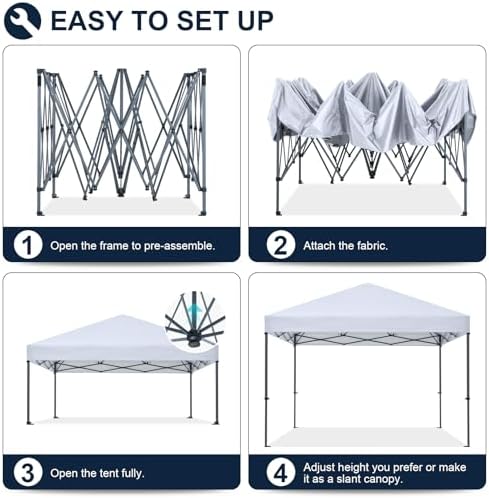 Durable Easy Pop Up Canopy Tent with Roller Bag,12x12, White in White, alternate view 5