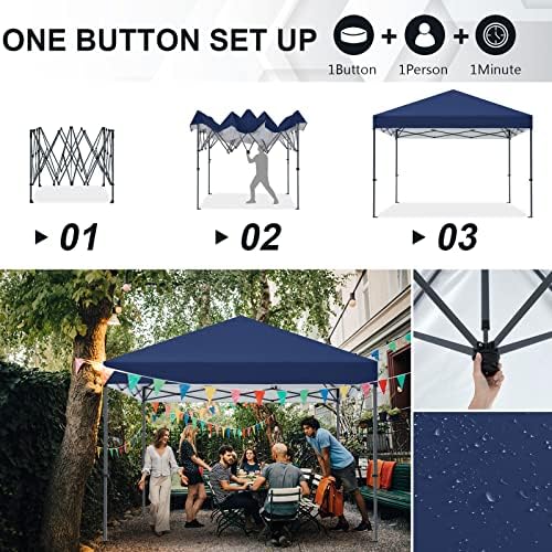 Durable Easy Pop Up Canopy Tent with Roller Bag, 8x8, Navy Blue in Navy Blue, alternate view 2
