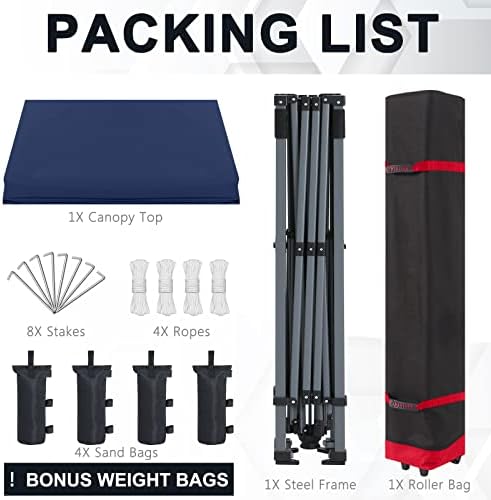 Durable Easy Pop Up Canopy Tent with Roller Bag, 8x8, Navy Blue in Navy Blue, alternate view 6
