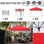 Durable Easy Pop Up Canopy Tent with Roller Bag, 8x8, Red in Red, alternate view 2