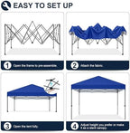 Durable Easy Pop Up Canopy Tent with Roller Bag, 8x8, Royal Blue in Royal Blue, alternate view 5
