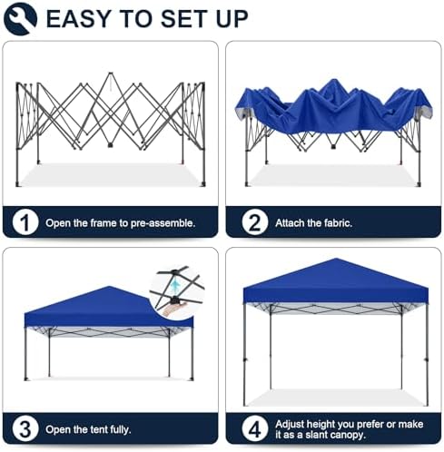 Durable Easy Pop Up Canopy Tent with Roller Bag, 8x8, Royal Blue in Royal Blue, alternate view 5