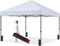 Durable Easy Pop Up Canopy Tent with Roller Bag, 8x8, White in White