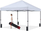 Durable Easy Pop Up Canopy Tent with Roller Bag, 8x8, White in White