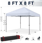 Durable Easy Pop Up Canopy Tent with Roller Bag, 8x8, White in White, alternate view 3