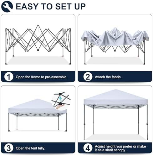 Durable Easy Pop Up Canopy Tent with Roller Bag, 8x8, White in White, alternate view 5