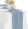 Dusty Blue 10FT Cheesecloth Table Runner Boho Gauze Fabric Table Runner Rustic Sheer Runner for Wedding Bridal