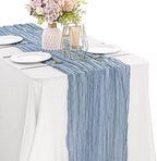Dusty Blue 10FT Cheesecloth Table Runner Boho Gauze Fabric Table Runner Rustic Sheer Runner for Wedding Bridal