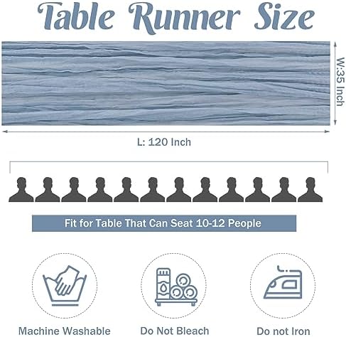 Dusty Blue 10FT Cheesecloth Table Runner Boho Gauze Fabric Table Runner Rustic Sheer Runner for Wedding Bridal, alternate