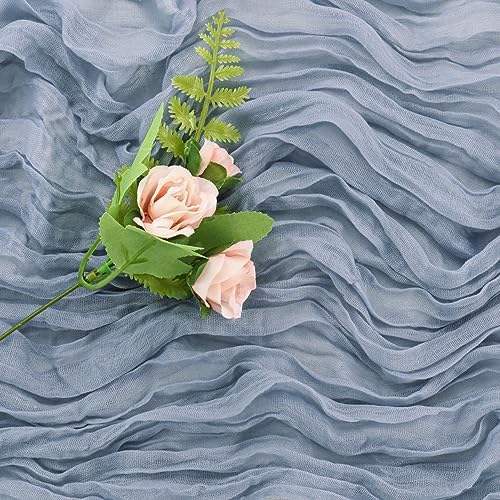 Dusty Blue 10FT Cheesecloth Table Runner Boho Gauze Fabric Table Runner Rustic Sheer Runner for Wedding Bridal, alternate