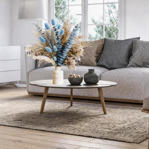 Dusty Blue Dried Flower Bouquet with Pampas Grass, Bunny Tails, Lavender and Eucalyptus, Beige Boho Floral, alternate view 2
