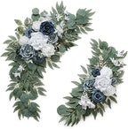 Dusty Blue Flower for Wedding Welcome Signs Decorations, Artificial Wedding Arch Flowers for Wedding Ceremony