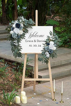 Dusty Blue Flower for Wedding Welcome Signs Decorations, Artificial Wedding Arch Flowers for Wedding Ceremony, alternate view