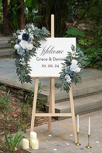 Dusty Blue Flower for Wedding Welcome Signs Decorations, Artificial Wedding Arch Flowers for Wedding Ceremony, alternate view