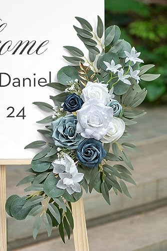 Dusty Blue Flower for Wedding Welcome Signs Decorations, Artificial Wedding Arch Flowers for Wedding Ceremony, alternate view