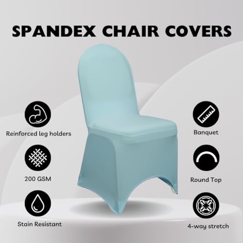 Dusty Blue Spandex Banquet Chair Cover - Stretch Fitted Banquet Upholstered Seat Cushion Cover Removable, alternate view 3