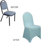 Dusty Blue Spandex Banquet Chair Cover - Stretch Fitted Banquet Upholstered Seat Cushion Cover Removable, alternate view 6