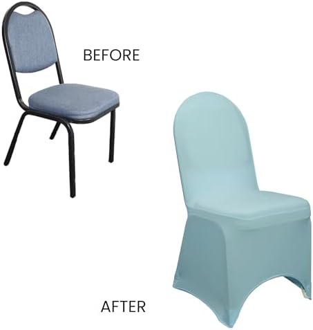 Dusty Blue Spandex Banquet Chair Cover - Stretch Fitted Banquet Upholstered Seat Cushion Cover Removable, alternate view 6