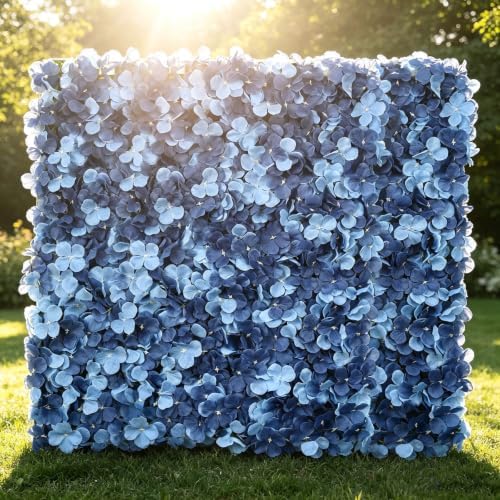 Dusty Blue UV Protected Hydrangea Flower Wall Mat Backdrop 4 Artificial Panels 11 Sq ft., alternate view 2