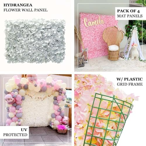 Dusty Blue UV Protected Hydrangea Flower Wall Mat Backdrop 4 Artificial Panels 11 Sq ft., alternate view 3