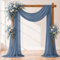 Dusty Blue Wedding Arch Draping Fabric Sheer Curtain Drapes 3 Panels | 20 ft Extra Long Shimmery Backdrop
