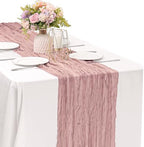 Dusty Pink 10FT Cheesecloth Table Runner Boho Gauze Fabric Table Runner Rustic Sheer Runner for Wedding Birthday