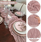 Dusty Pink 10FT Cheesecloth Table Runner Boho Gauze Fabric Table Runner Rustic Sheer Runner for Wedding Birthday, alternate