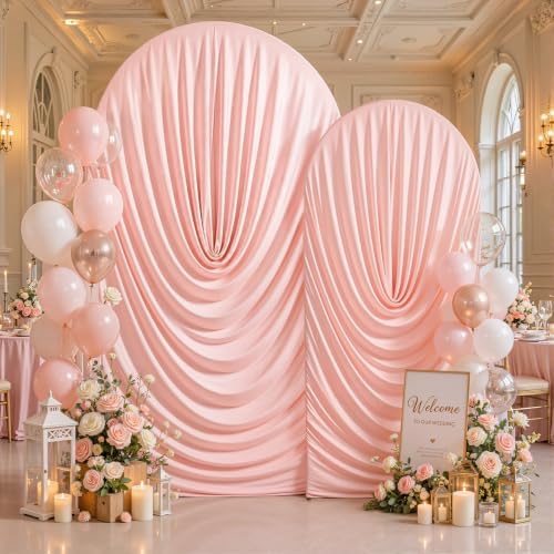 Dusty Pink Draped Arch Backdrop Covers 7.2 and 6 FT, Pink Draped Arch Cover Stretchy Backdrop Set of 2 for, alternate view 2