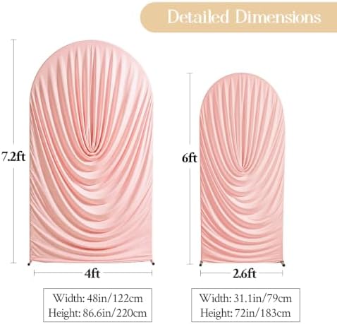 Dusty Pink Draped Arch Backdrop Covers 7.2 and 6 FT, Pink Draped Arch Cover Stretchy Backdrop Set of 2 for, alternate view 3