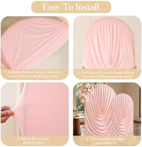Dusty Pink Draped Arch Backdrop Covers 7.2 and 6 FT, Pink Draped Arch Cover Stretchy Backdrop Set of 2 for, alternate view 4