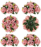 Dusty Pink Flowers Decoration: 6 Pcs Artificial Roses Flowers Balls for Wedding Dinning Table Centerpieces