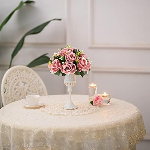 Dusty Pink Flowers Decoration: 6 Pcs Artificial Roses Flowers Balls for Wedding Dinning Table Centerpieces, alternate view 6
