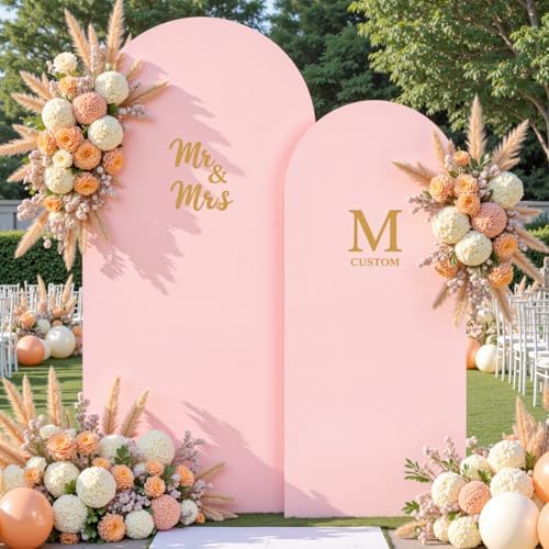 Dusty Rose Arch Cover 2 Set-7.2 and 6ft Dusty Pink Arch Backdrop Cover Spandex Wedding Arch Stand Covers for, alternate view