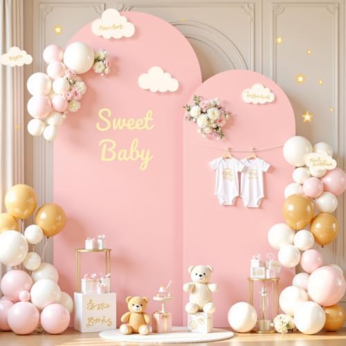 Dusty Rose Arch Cover 2 Set-7.2 and 6ft Dusty Pink Arch Backdrop Cover Spandex Wedding Arch Stand Covers for, alternate view