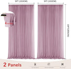 Dusty Rose Backdrop Curtains for Parties, Chiffon Photo Backdrop Drapes 2 Panels 5x10FT Sheer Outdoor Curtain, alternate view