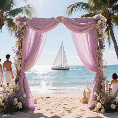 Dusty Rose Backdrop Curtains for Parties, Chiffon Photo Backdrop Drapes 2 Panels 5x10FT Sheer Outdoor Curtain, alternate view