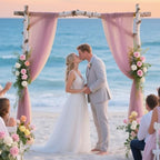 Dusty Rose Backdrop Curtains for Parties, Chiffon Photo Backdrop Drapes 2 Panels 5x10FT Sheer Outdoor Curtain, alternate view