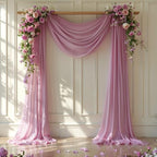 Dusty Rose Wedding Arch Draping Fabric 28" x19FT Sheer Curtain Drapes in 28" width x 19Ft length(1 Panel) in