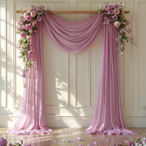 Dusty Rose Wedding Arch Draping Fabric 28" x19FT Sheer Curtain Drapes in 28" width x 19Ft length(1 Panel) in