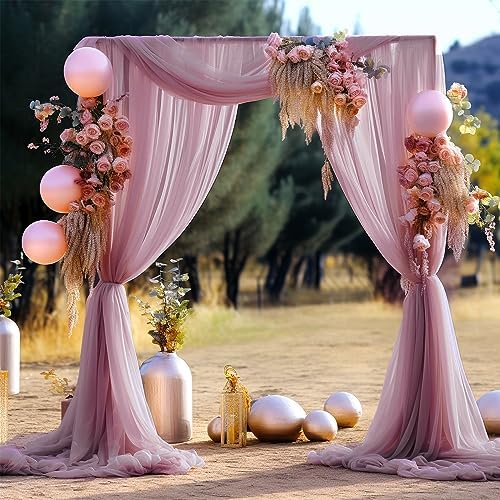 Dusty Rose Wedding Arch Draping Fabric 28" x19FT Sheer Curtain Drapes in 28" width x 19Ft length(1 Panel) in, alternate view