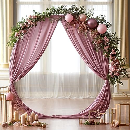 Dusty Rose Wedding Arch Draping Fabric 28" x19FT Sheer Curtain Drapes in 28" width x 19Ft length(1 Panel) in, alternate view