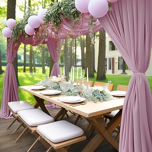 Dusty Rose Wedding Arch Draping Fabric 28" x19FT Sheer Curtain Drapes in 28" width x 19Ft length(1 Panel) in, alternate view