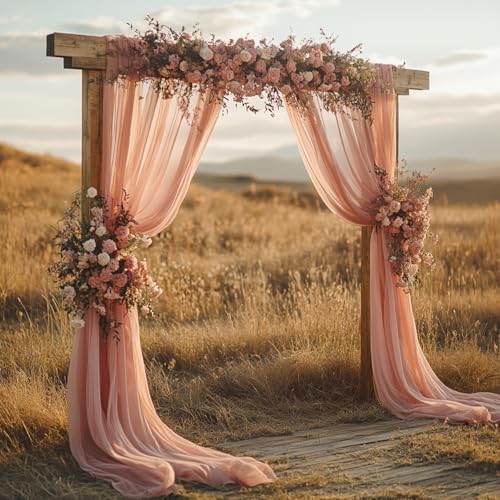 Dusty Rose Wedding Arch Draping Fabric - 31" x 20FT Sheer Chiffon Panel - Wrinkle-Free Backdrop Drapery for, alternate view 6