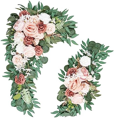 Dusty Rose Wedding Arch Flowers - Artificial Pink Flower Swag for Sign, Ceremony and Reception Backdrop