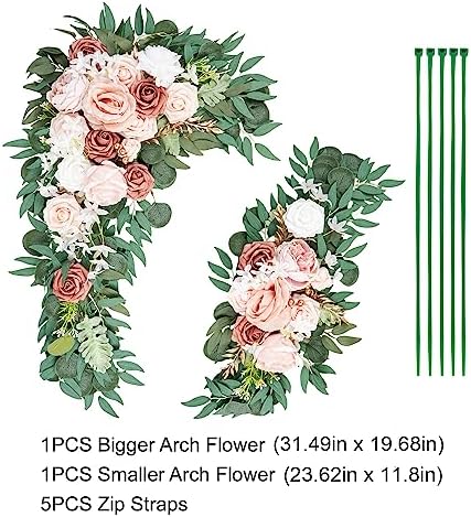 Dusty Rose Wedding Arch Flowers - Artificial Pink Flower Swag for Sign, Ceremony and Reception Backdrop, alternate view 3