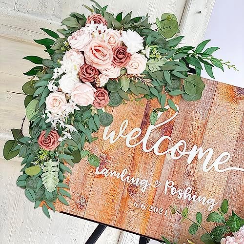 Dusty Rose Wedding Arch Flowers - Artificial Pink Flower Swag for Sign, Ceremony and Reception Backdrop, alternate view 5