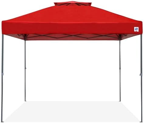 E-Z UP Patriot ONE-UP Technology Vented Shelter, 10' x 10', Red Top, Grey Frame, alternate view 2